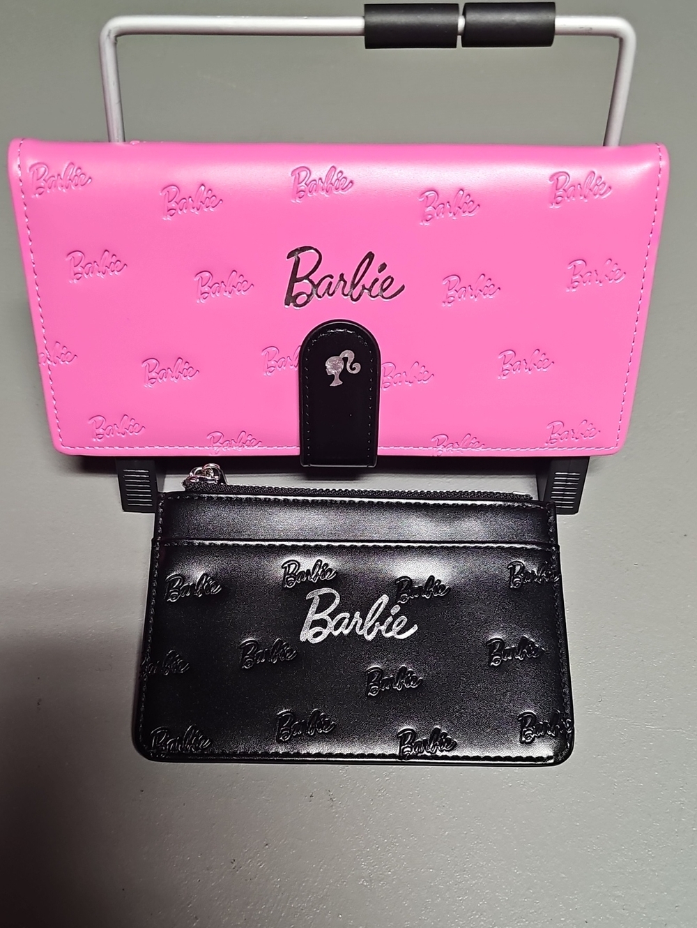 Official Barbie Pink Clutch Wallet & Card Case Set NWT Pink & Black